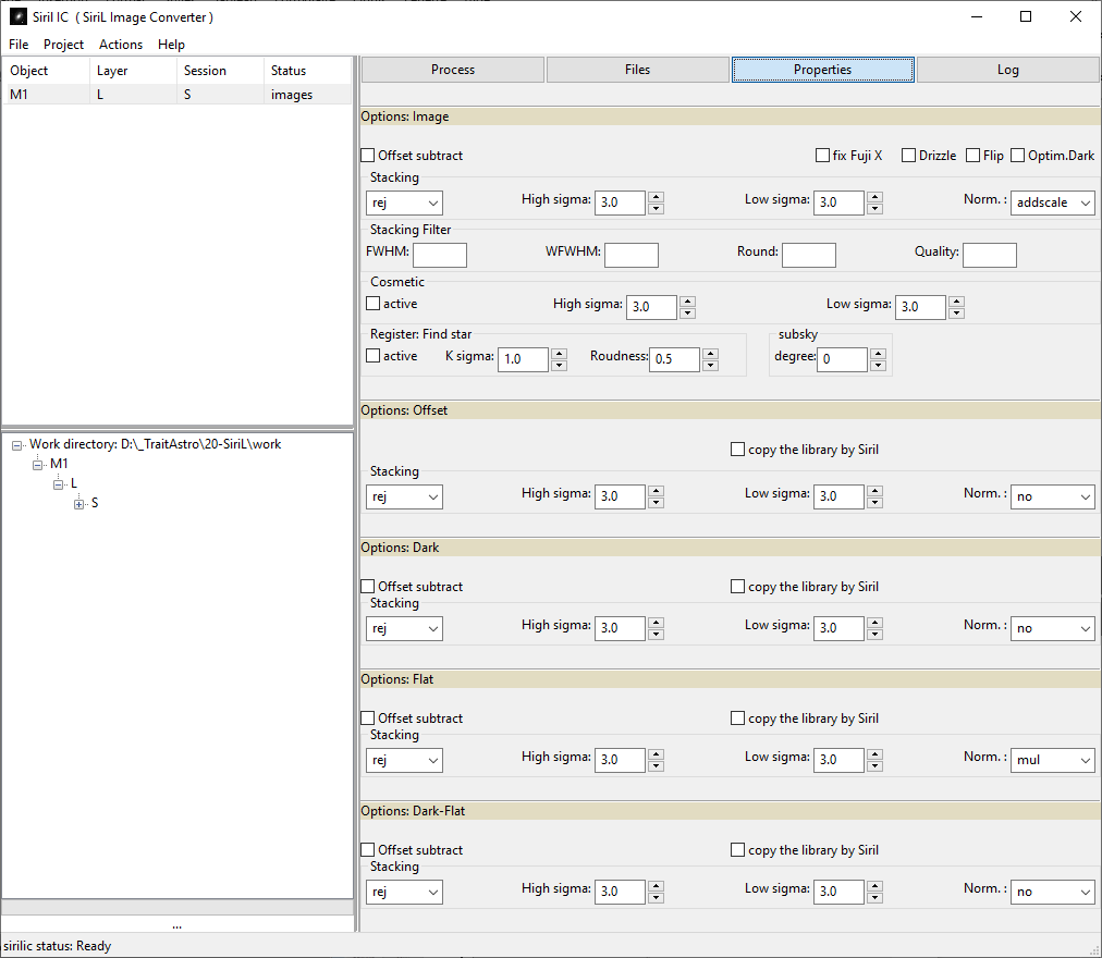 Setting process options