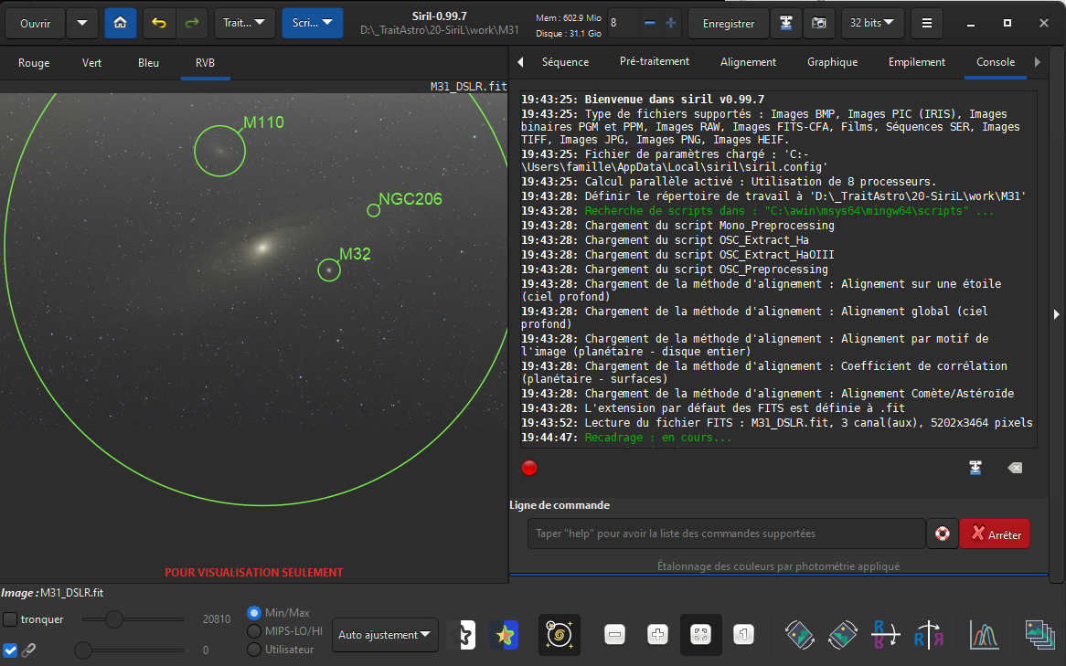 Final step: launching Siril